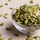 hulled pumpkin seeds in a glass bowl